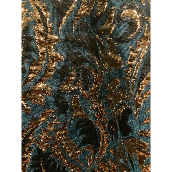 J. Crew Green Metallic Gold and Black Floral Jacquard A-Line Skirt, Size 6 (US) - Picture 7 of 9